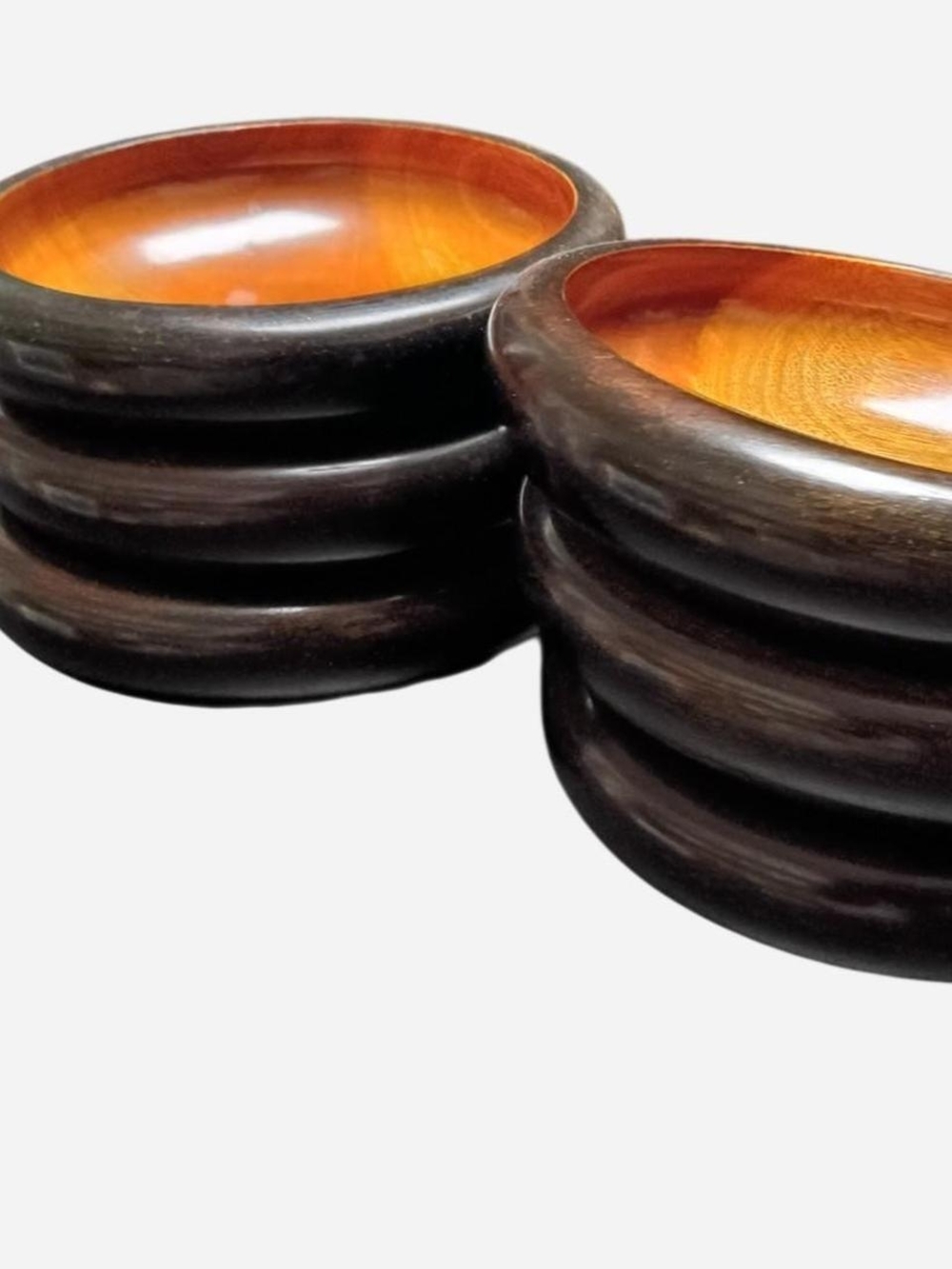 Set of Wooden Stacking Bowls - Dark Brown Exterior with Honey Amber Interior